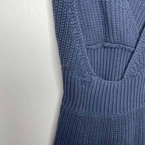 NICHOLAS Halter Dress Women XS Blue Knit Sweater Cotton Blend Mini - Picture 10 of 14